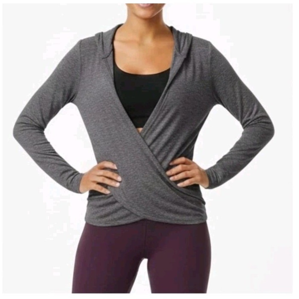 Athleta Studio Wrap Hooded Sweatshirt Gray Women's Regular Long Sleeve Medium